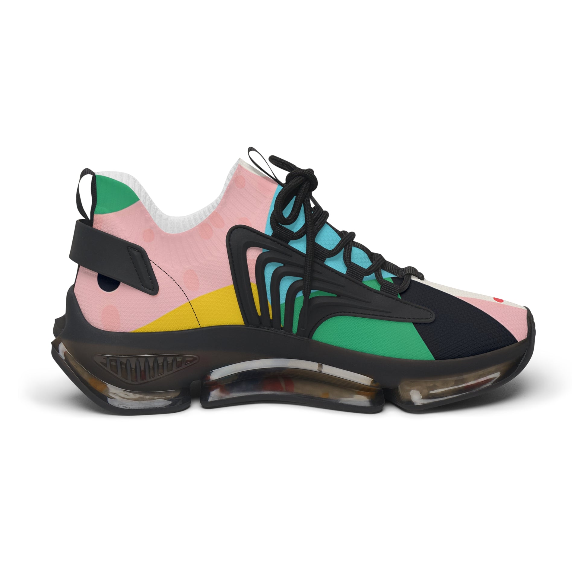 Colorful Abstract Shapes Women's Mesh Sneakers, Artsulli - Art is Long, Life is Short, Shoes, , , , , , , 