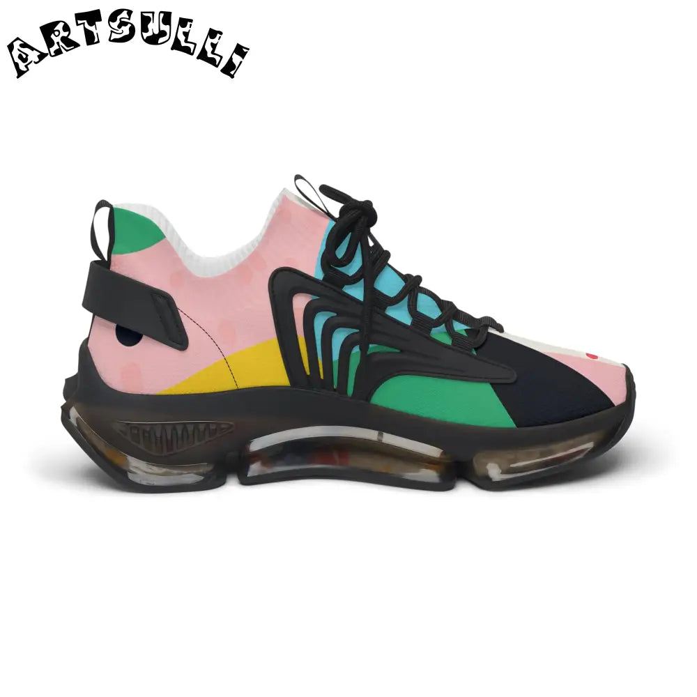 JAKKOUTTHEBXX Colorful Abstract Shapes Women’s Mesh Sneakers