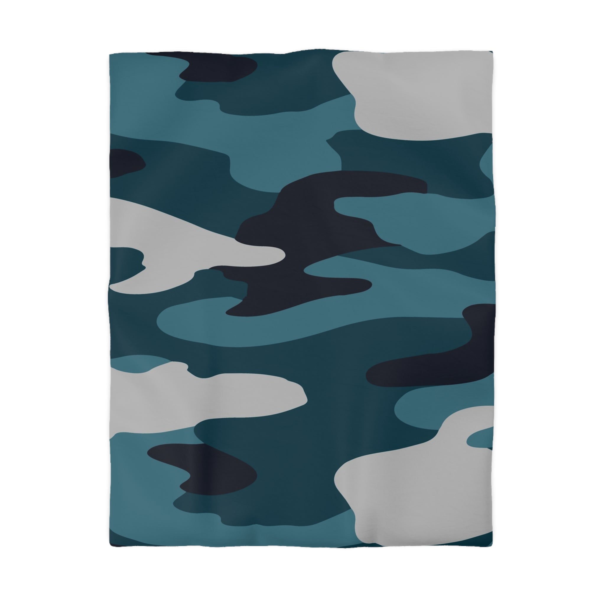 Blue Camouflage Microfiber Duvet Cover, Artsulli - Art is Long, Life is Short, Home Decor, Size, Twin, Color, Cream, , , 11694519606666