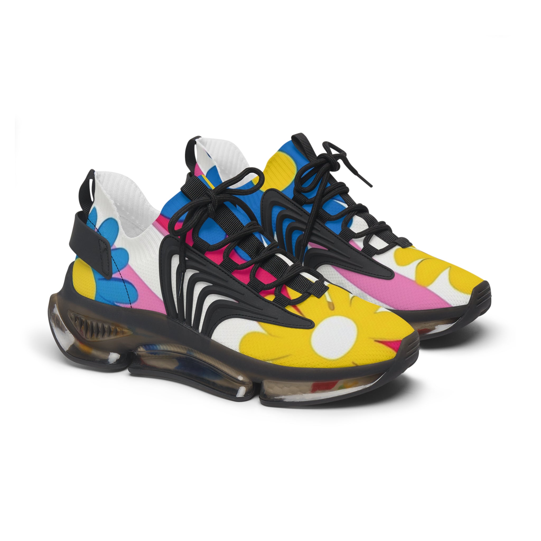 Flowers x Stripes Multi-Color Women's Mesh Sneakers, Artsulli - Art is Long, Life is Short, Shoes, Color, Black sole, Size, US 5.5, , , 57336968448343