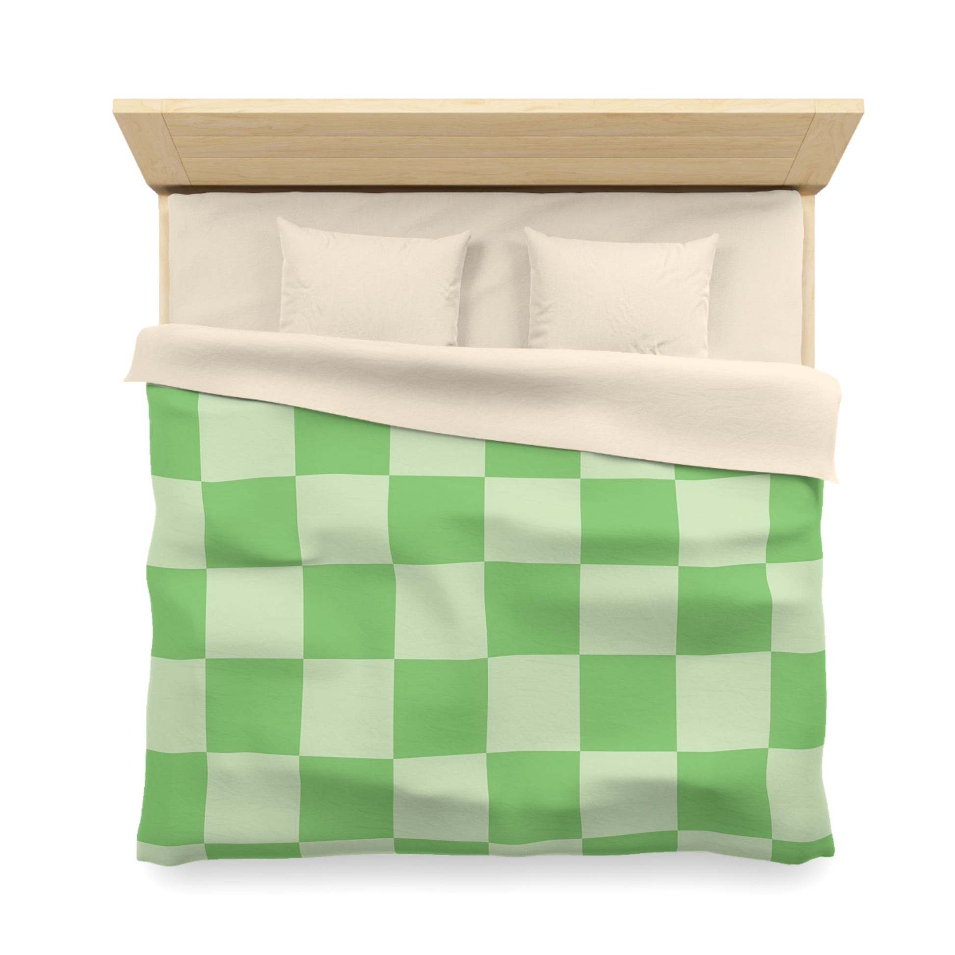 Checkerboard Green Microfiber Duvet Cover, Artsulli - Art is Long, Life is Short, Home Decor, , , , , , , 