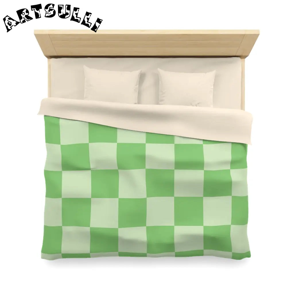 JAKKOUTTHEBXX Checkerboard Green Microfiber Duvet Cover