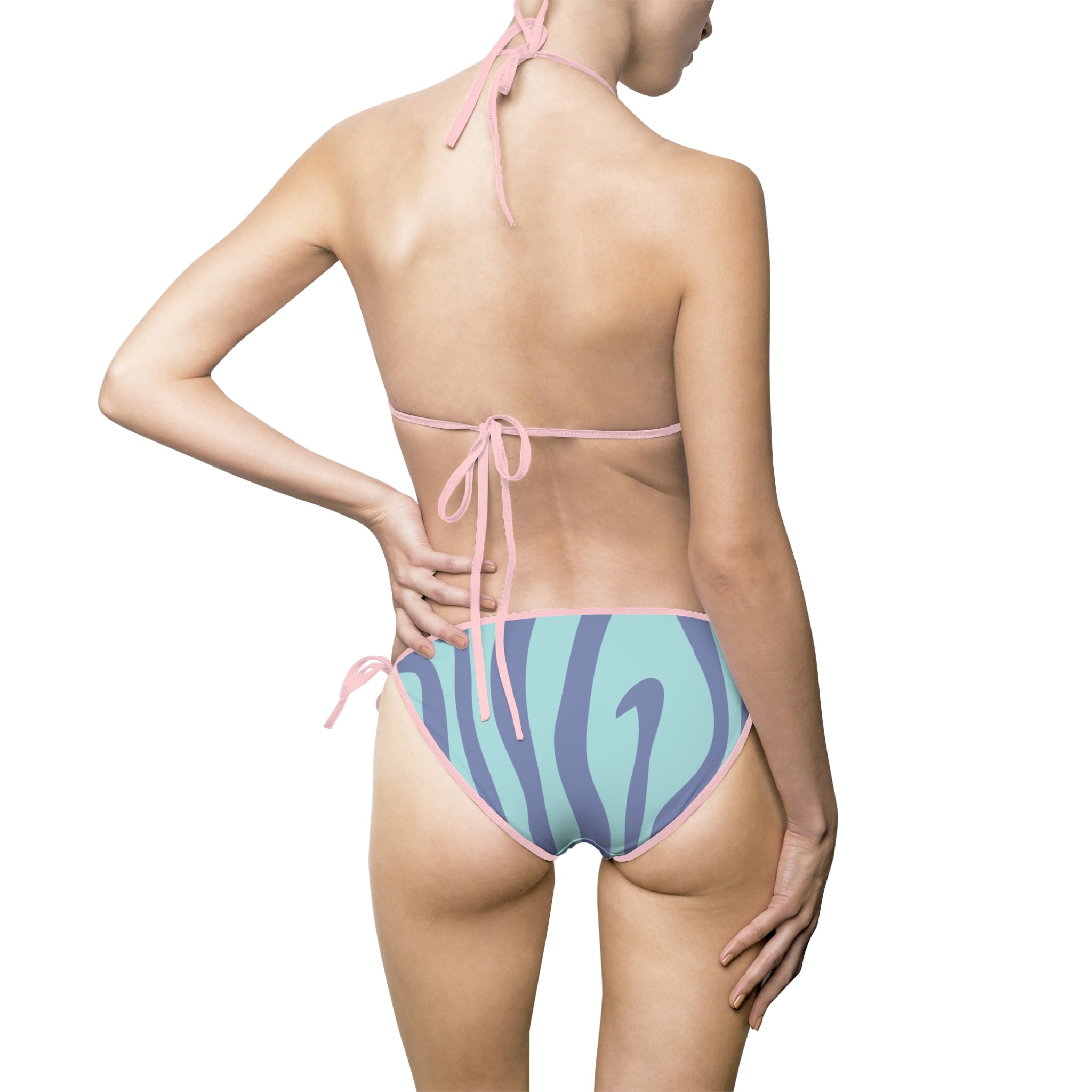 Melting Zebra Stripes Purple and Blue Women's Bikini Swimsuit (AOP), Artsulli - Art is Long, Life is Short, All Over Prints, , , , , , , 