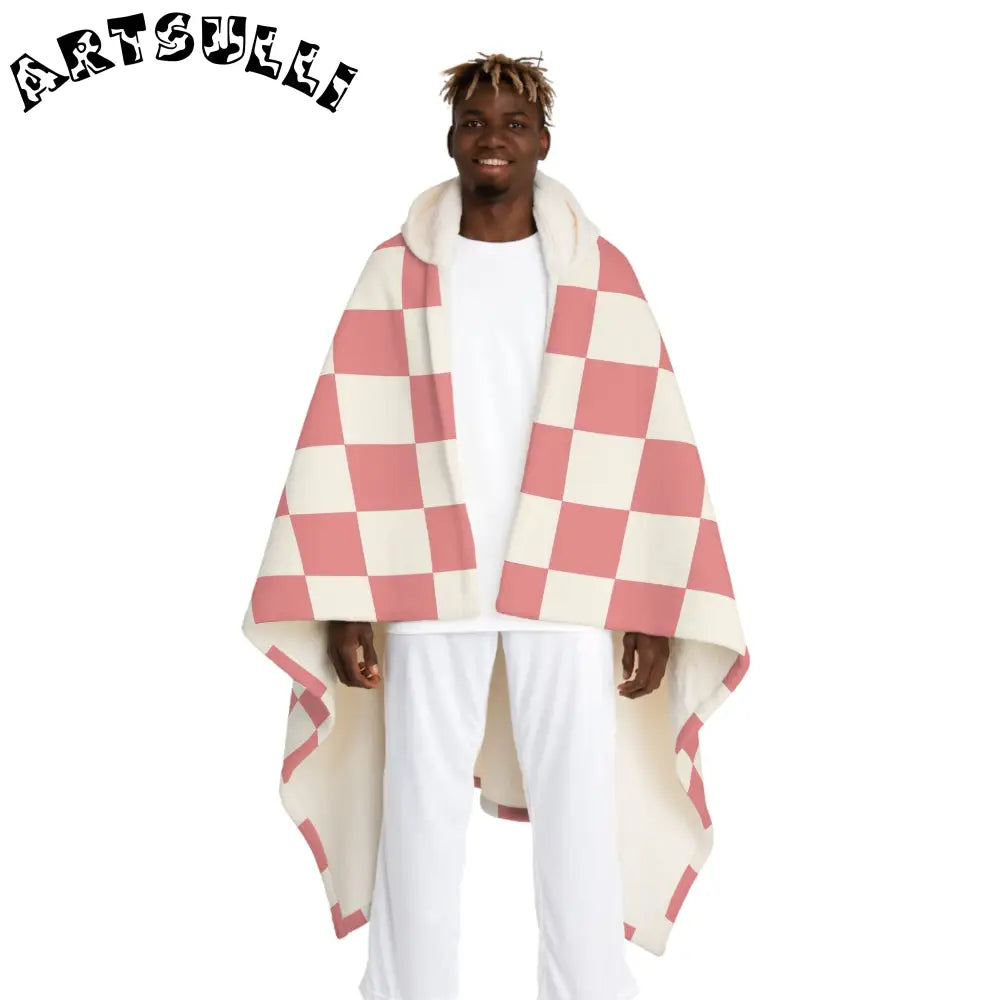 JAKKOUTTHEBXX Retro Checkered Grassland Sprites Hooded Sherpa Fleece