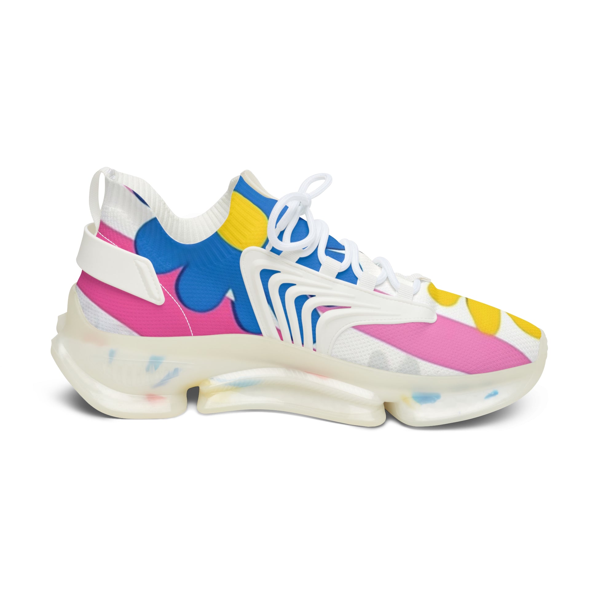 Flowers x Stripes Multi-Color Women's Mesh Sneakers, Artsulli - Art is Long, Life is Short, Shoes, , , , , , , 