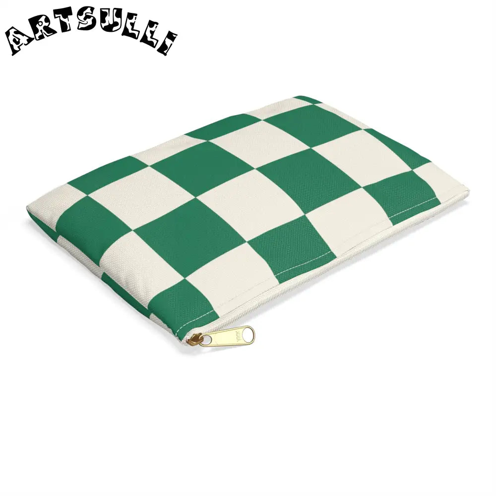 JAKKOUTTHEBXX Checkerboard Dark Green Accessory Pouch JAKKOUTTHEBXX