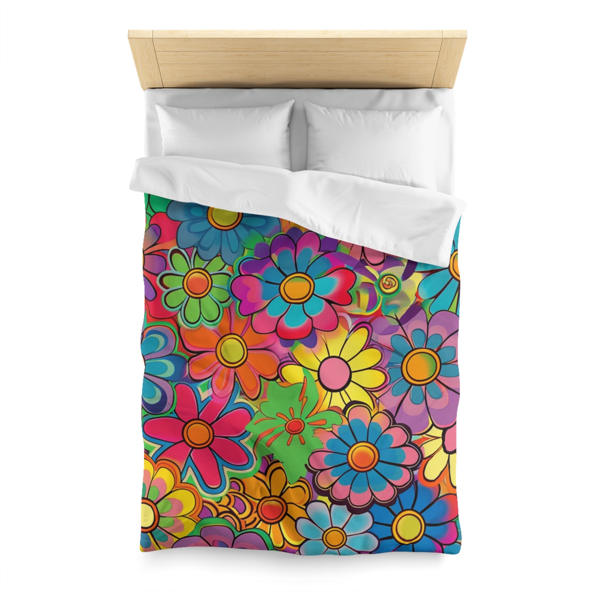 Chromatic Daisy Dream Microfiber Duvet Cover, Artsulli - Art is Long, Life is Short, Home Decor, , , , , , , 