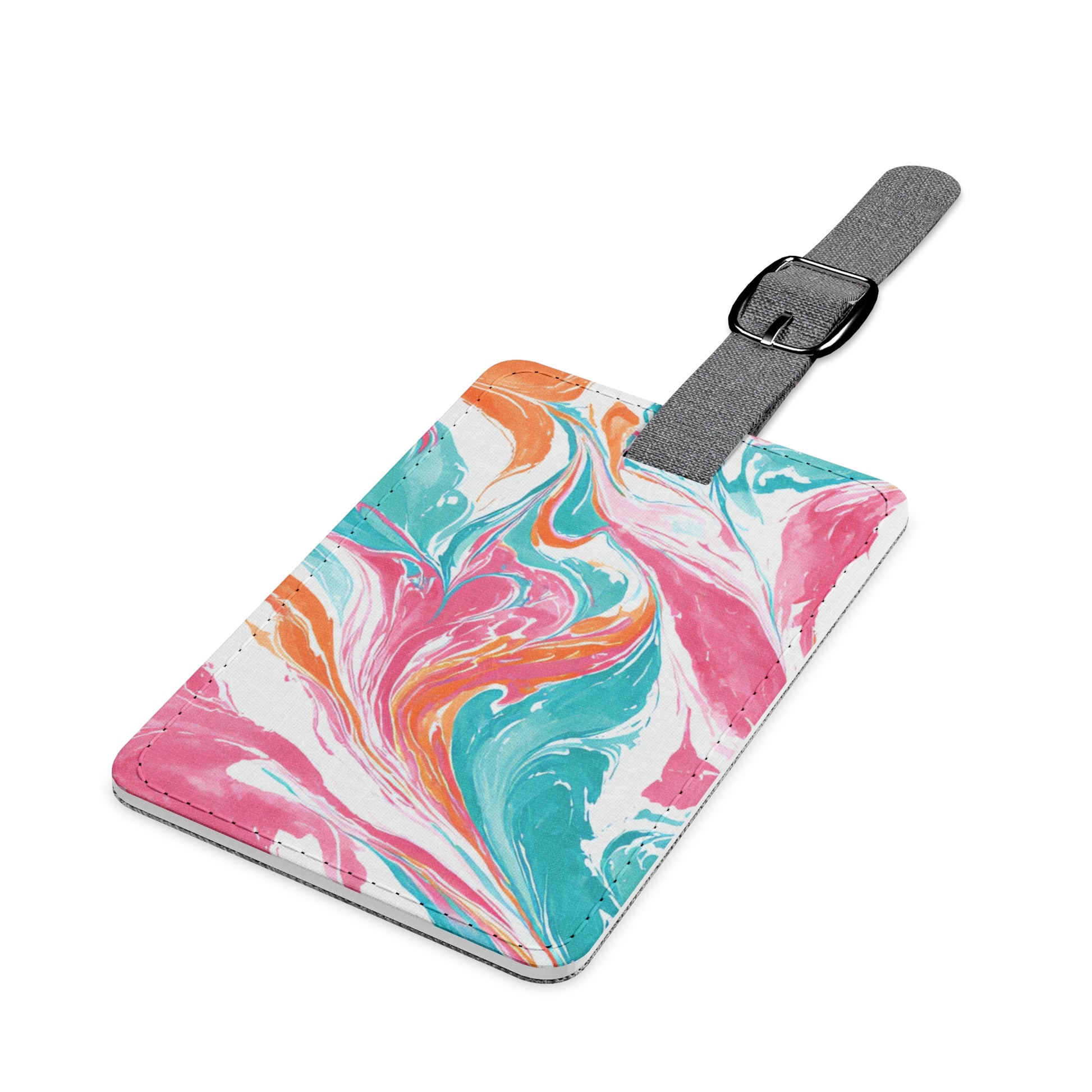 Liquid Pastel Spill Multi-Color Saffiano Polyester Luggage Tag, Rectangle, Artsulli - Art is Long, Life is Short, Accessories, , , , , , , 