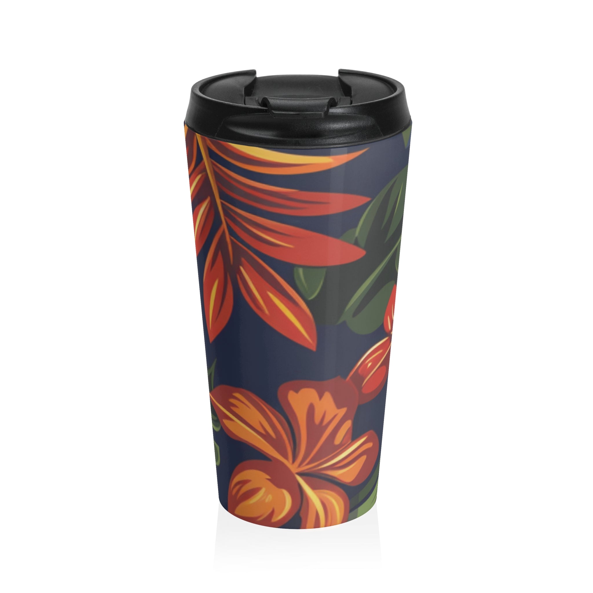 Tiki Bloom Navy Stainless Steel Travel Mug, Artsulli - Art is Long, Life is Short, Mug, Size, 15oz, , , , , 29842669479986323508