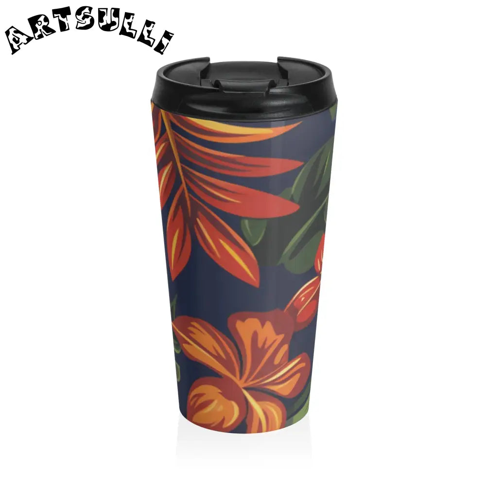 JAKKOUTTHEBXX Tropical Floral Stainless Steel Travel Mug 2025