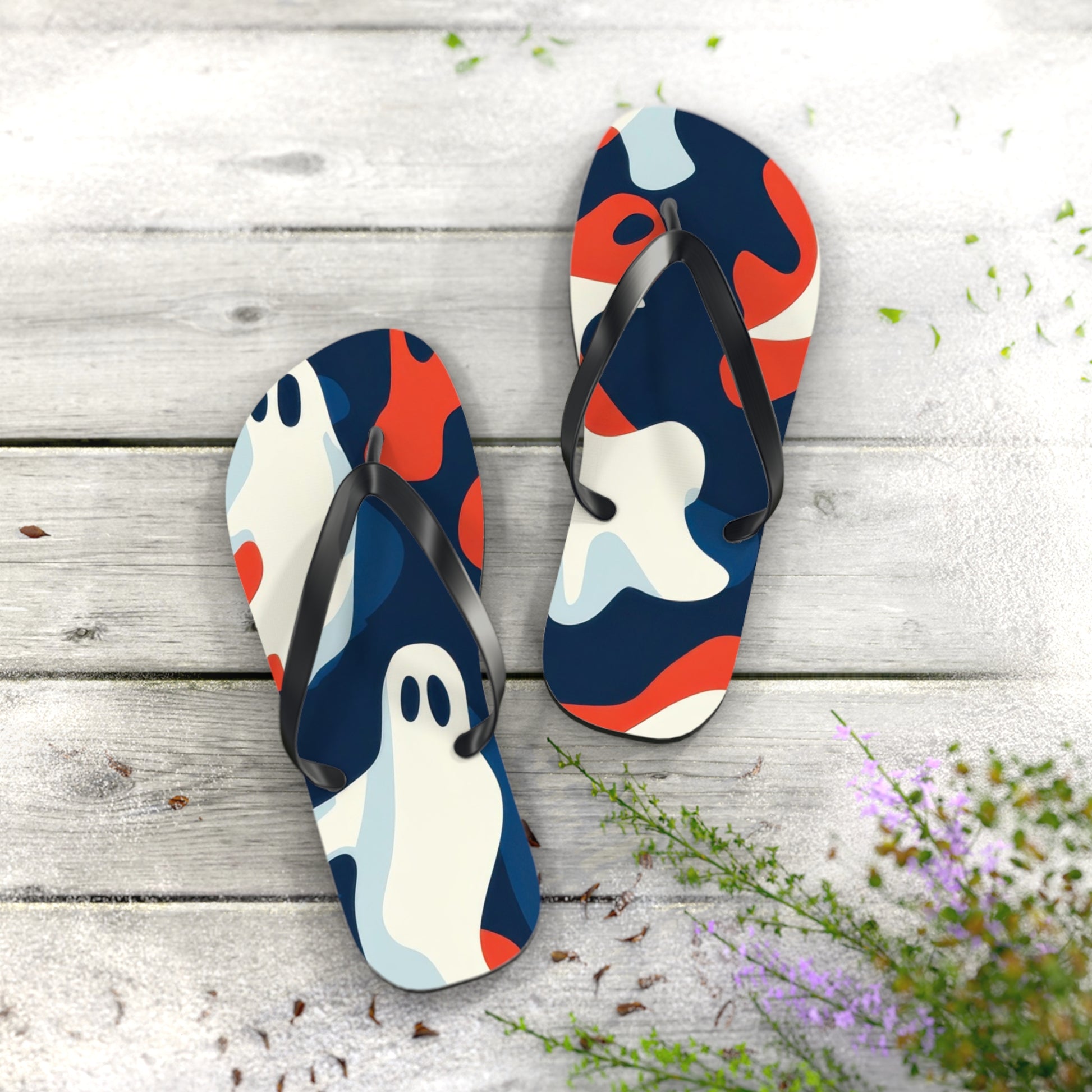 Camo Ghosts Flip Flops, Artsulli - Art is Long, Life is Short, Shoes, , , , , , , 