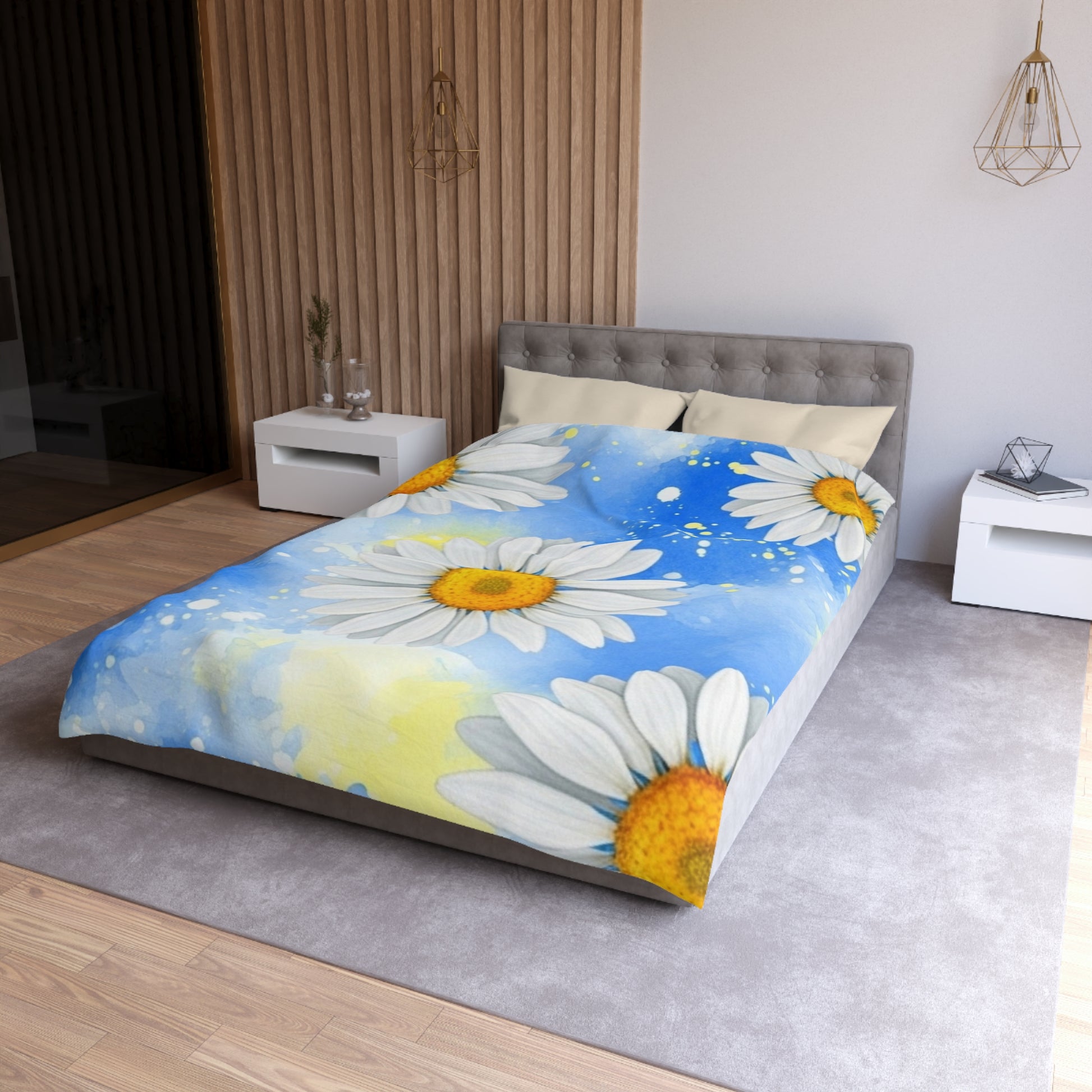 Daisies Microfiber Duvet Cover, Artsulli - Art is Long, Life is Short, Home Decor, , , , , , , 