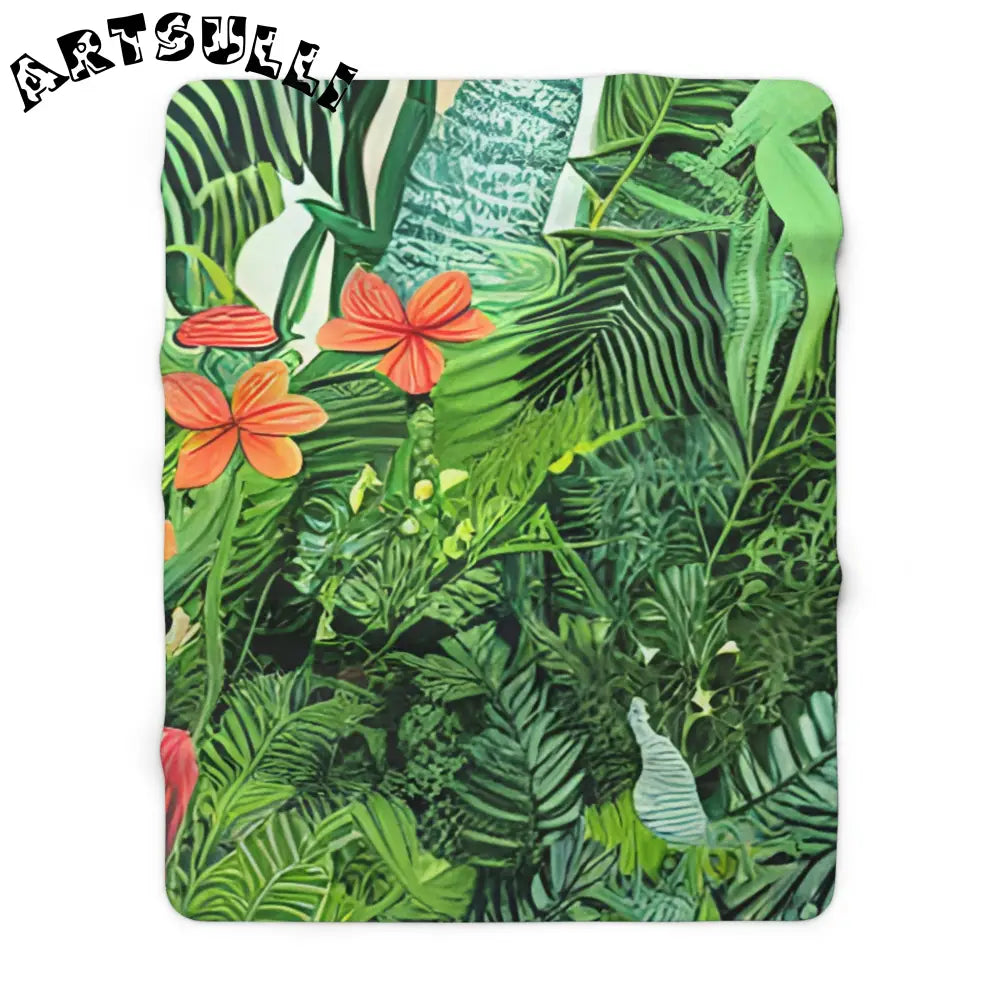 JAKKOUTTHEBXX Vibrant Jungle Floral Cozy Fleece Blanket