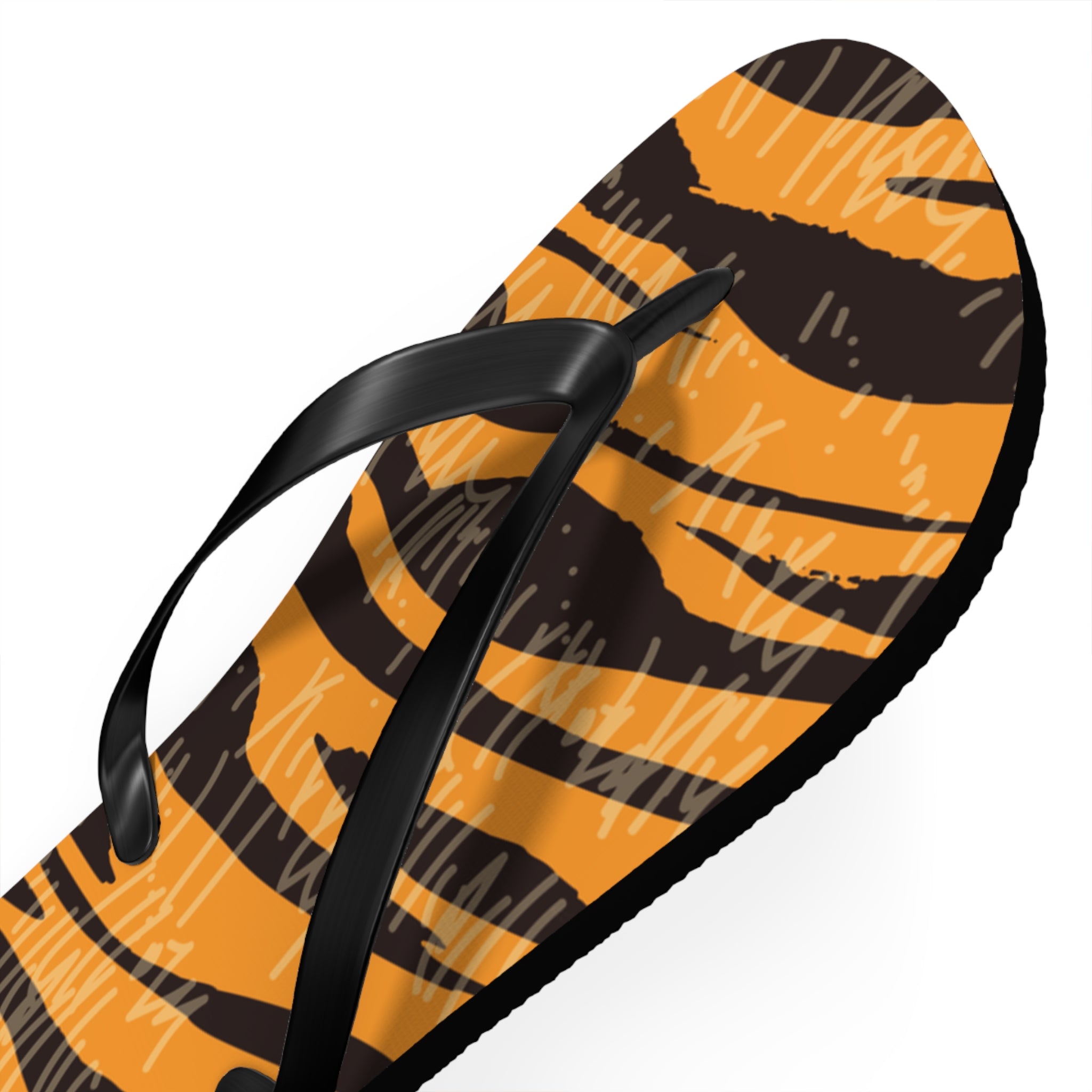 Tiger Scratches Orange & Black Flip Flops, Artsulli - Art is Long, Life is Short, Shoes, , , , , , , 