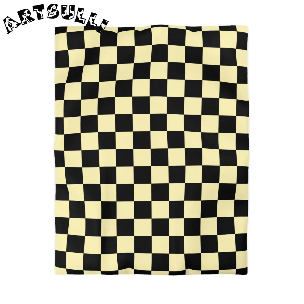 JAKKOUTTHEBXX Checkerboard Black and Yellow Microfiber Duvet Cover