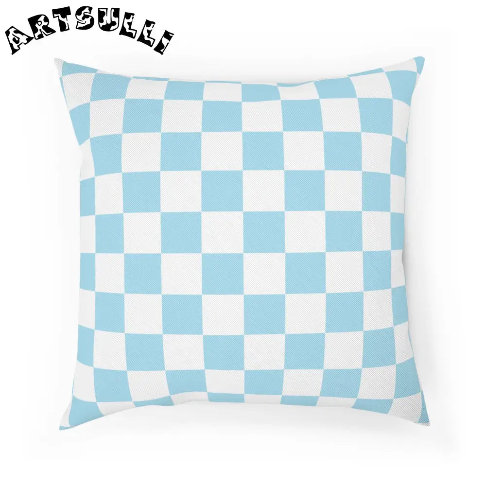 JAKKOUTTHEBXX Checkerboard Sky Blue Cushion JAKKOUTTHEBXX Artsulli
