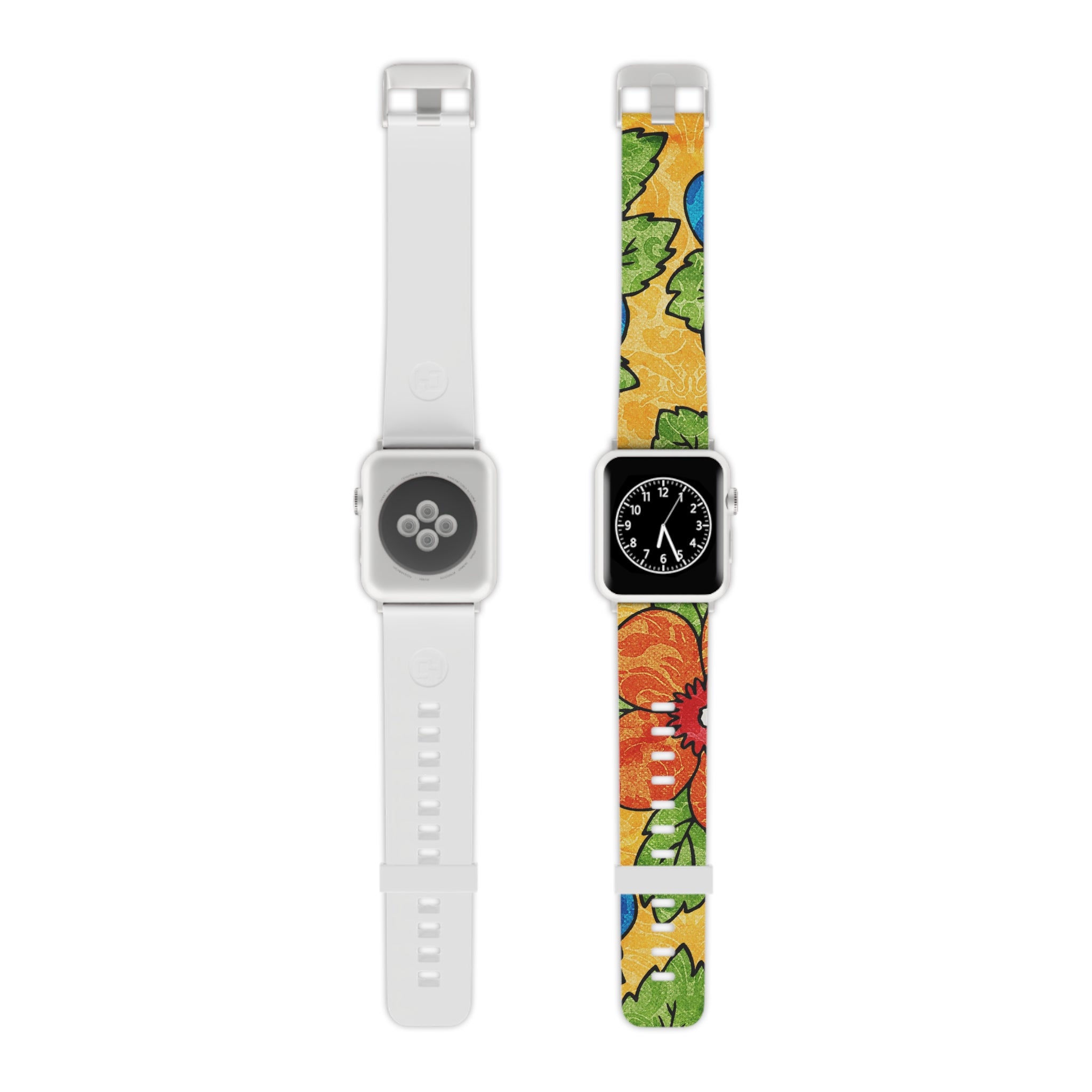 Groovy Yellow Floral Kl Watch Band for Apple Watch, Artsulli - Art is Long, Life is Short, Accessories, Size, 7.5'' × 0.75'' / 38 - 40 mm, Color, Silver, , , 26380810853689365751