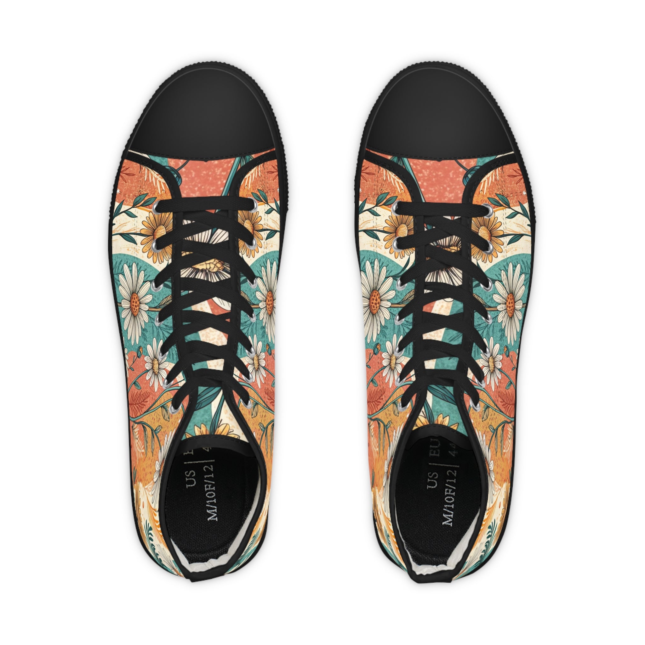 Retro Daisy Dream II Men's High Top Sneakers, Artsulli - Art is Long, Life is Short, Shoes, , , , , , , 