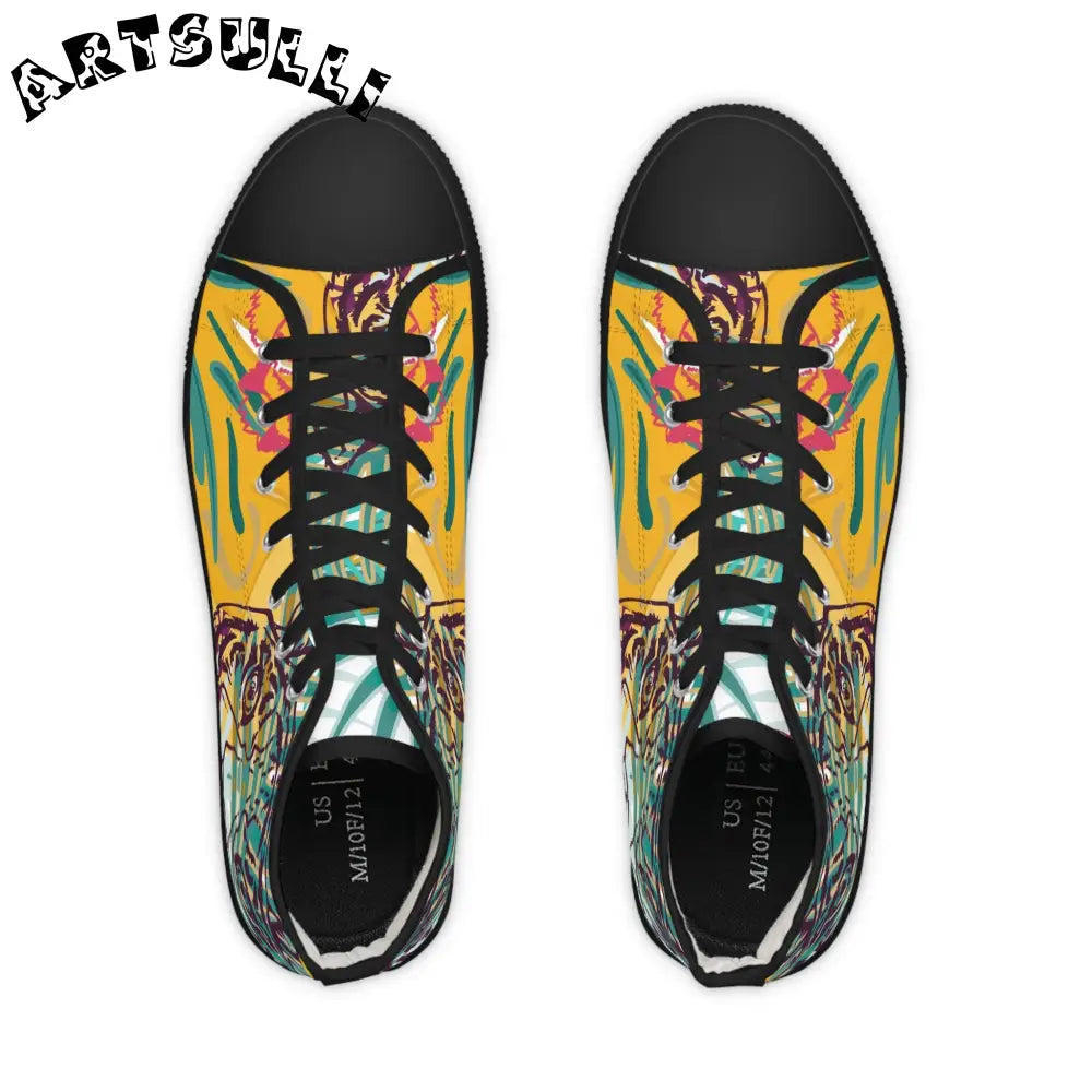 JAKKOUTTHEBXX Tropical Jungle Tigers Brown and Green Men’s High Top