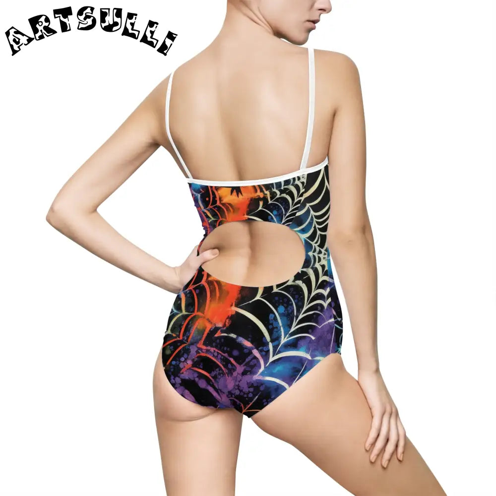 JAKKOUTTHEBXX Colorful Spider Web One-Piece Swimsuit 2025