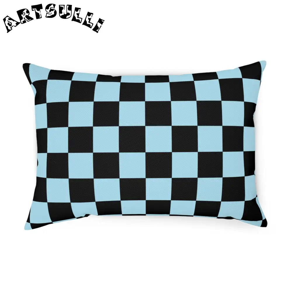 JAKKOUTTHEBXX Checkerboard Black and Blue Cushion JAKKOUTTHEBXX