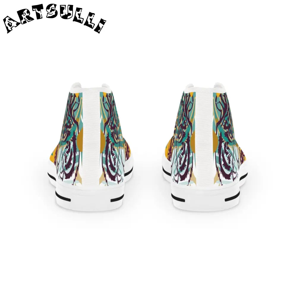 JAKKOUTTHEBXX Tropical Jungle Tigers Brown and Green Men’s High Top