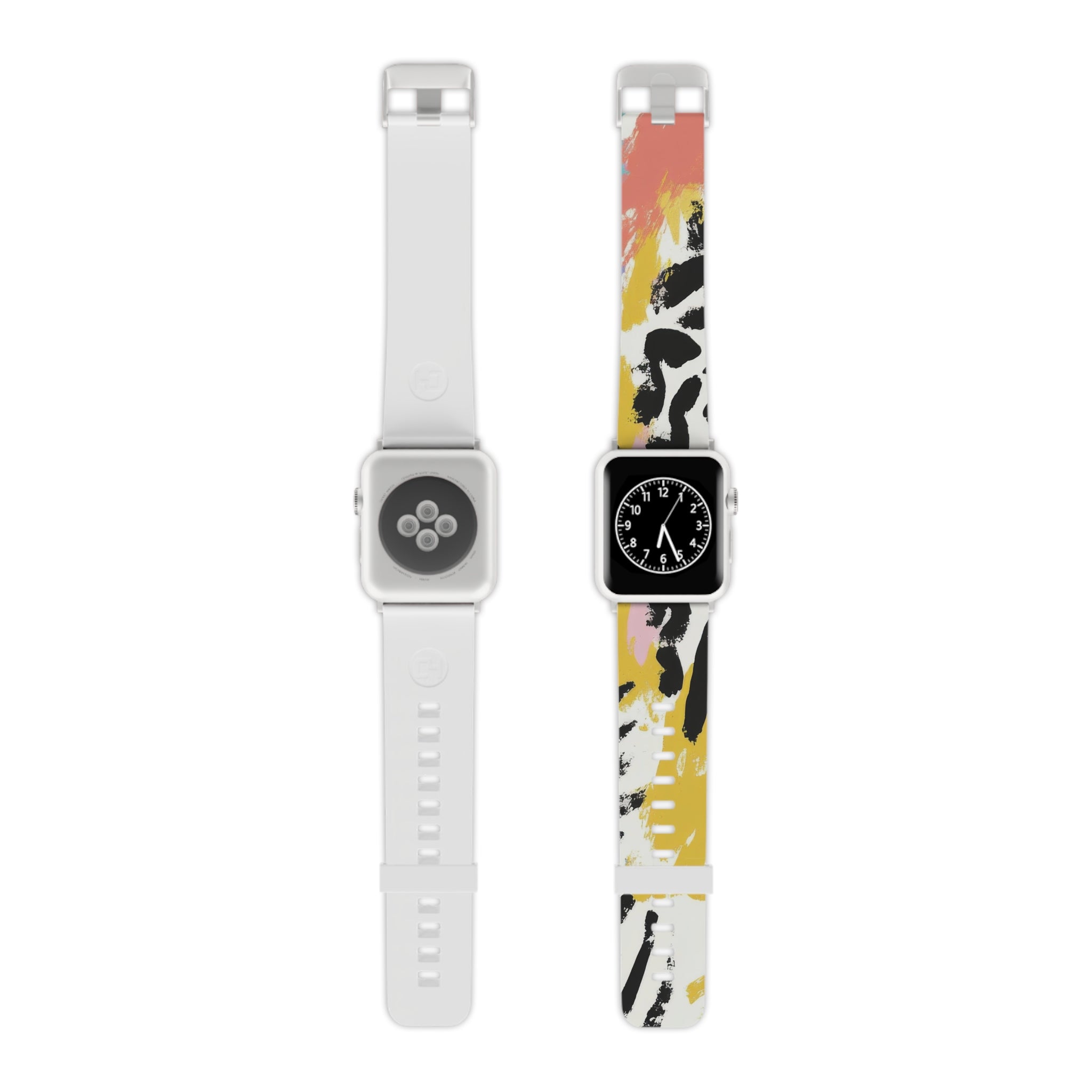 Wild Zebra Stripes x Paint Brush Strokes Multi-Color II Watch Band for Apple Watch, Artsulli - Art is Long, Life is Short, Accessories, Size, 7.5'' × 0.75'' / 38 - 40 mm, Color, Silver, , , 15778816531575
