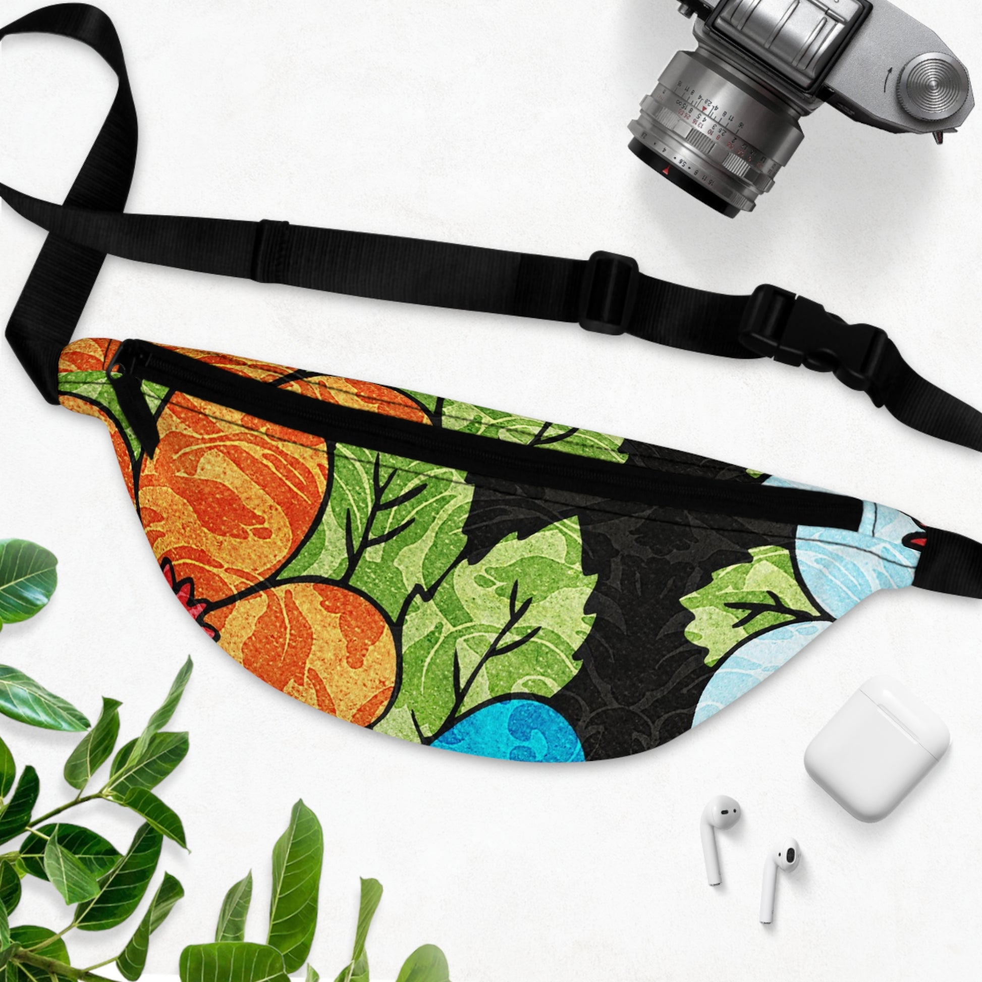 Groovy Black Floral Kl Fanny Pack, Artsulli - Art is Long, Life is Short, Bags, , , , , , , 