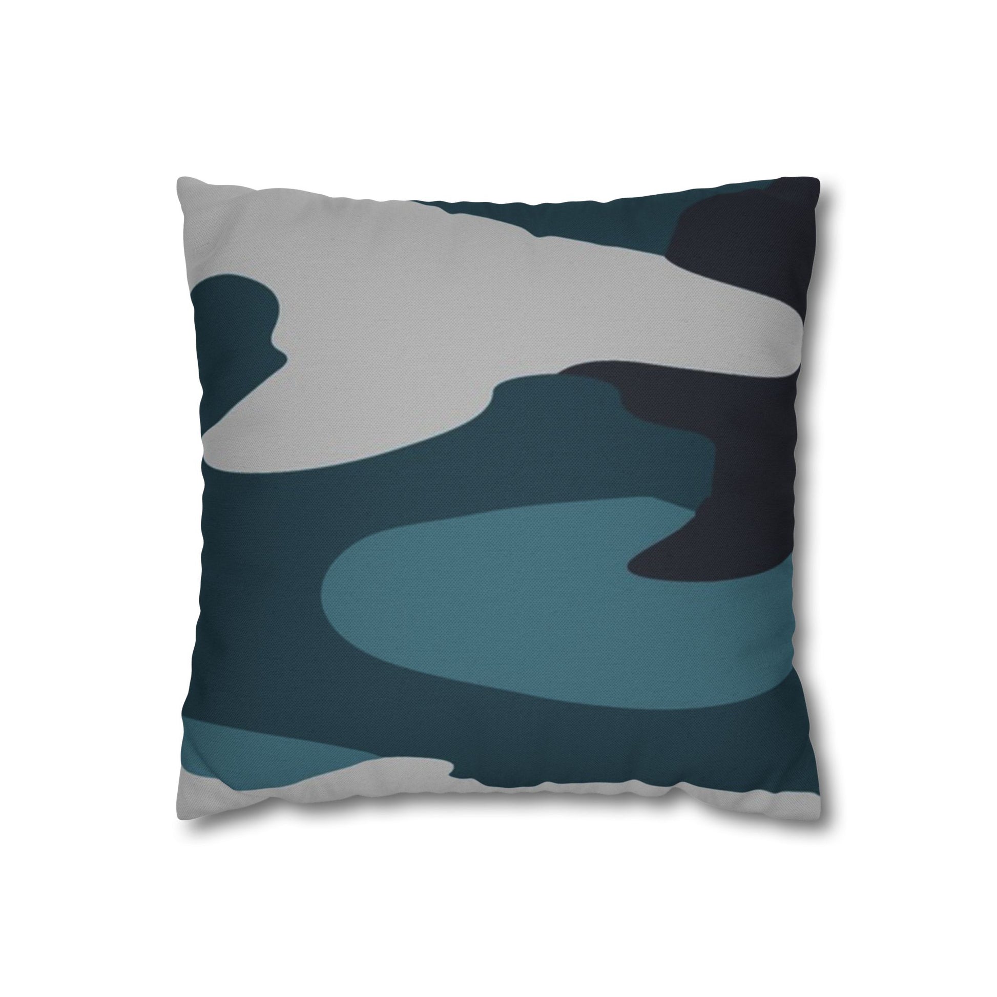 Blue Camouflage Spun Polyester Square Pillowcase, Artsulli - Art is Long, Life is Short, Home Decor, Size, 14" × 14", , , , , 11989037634124