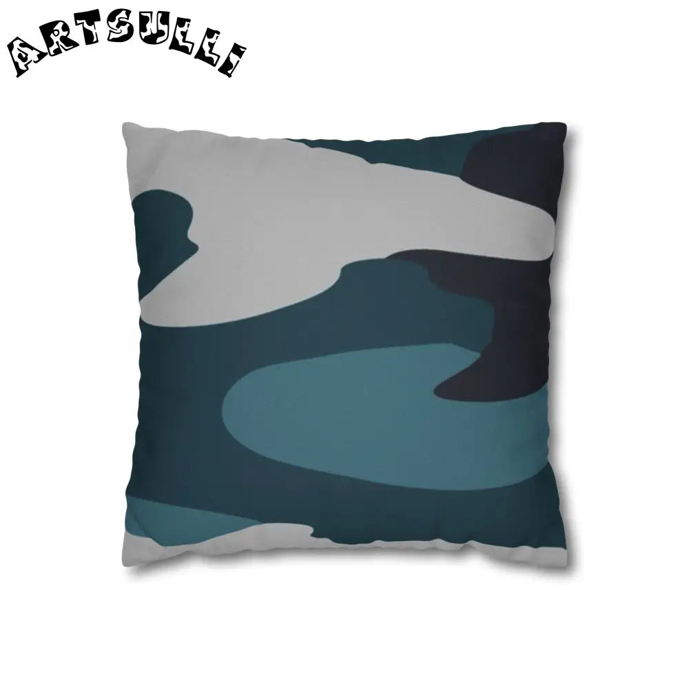 JAKKOUTTHEBXX Blue Camouflage Spun Polyester Square Pillowcase