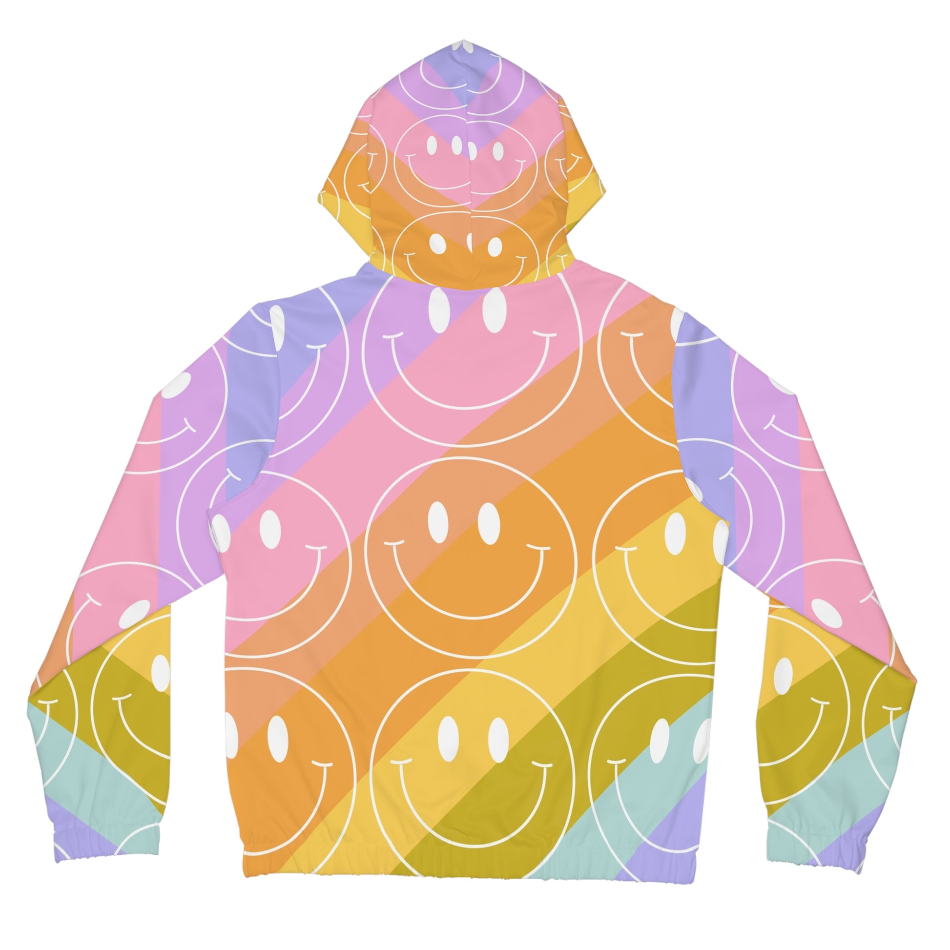 Smiley Face x Rainbow Stripes Multi-Color Women’s Full-Zip Hoodie (AOP), Artsulli - Art is Long, Life is Short, All Over Prints, , , , , , , 