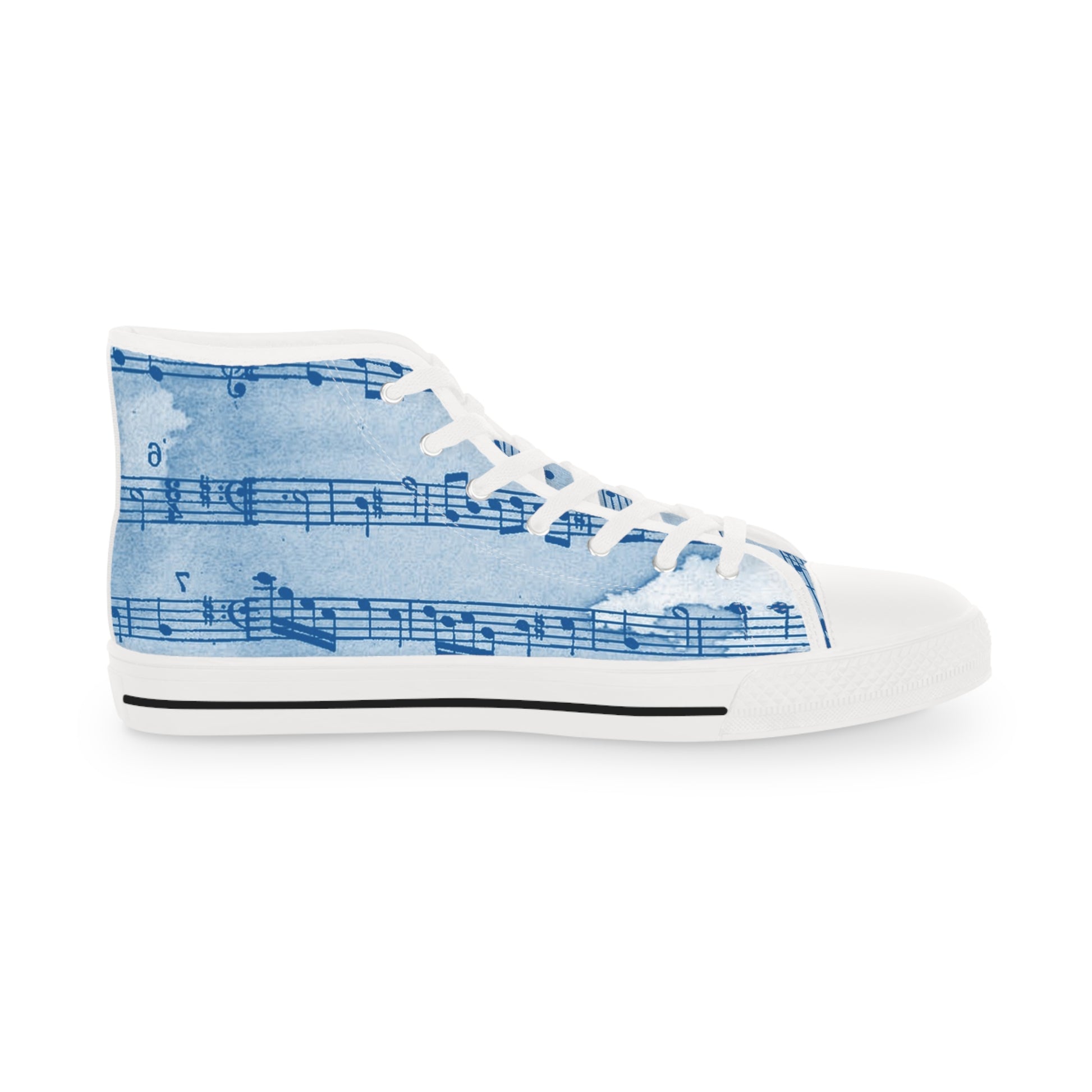 Drip Spill Type Beat Sheet Music Blue Men's High Top Sneakers, Artsulli - Art is Long, Life is Short, Shoes, , , , , , , 