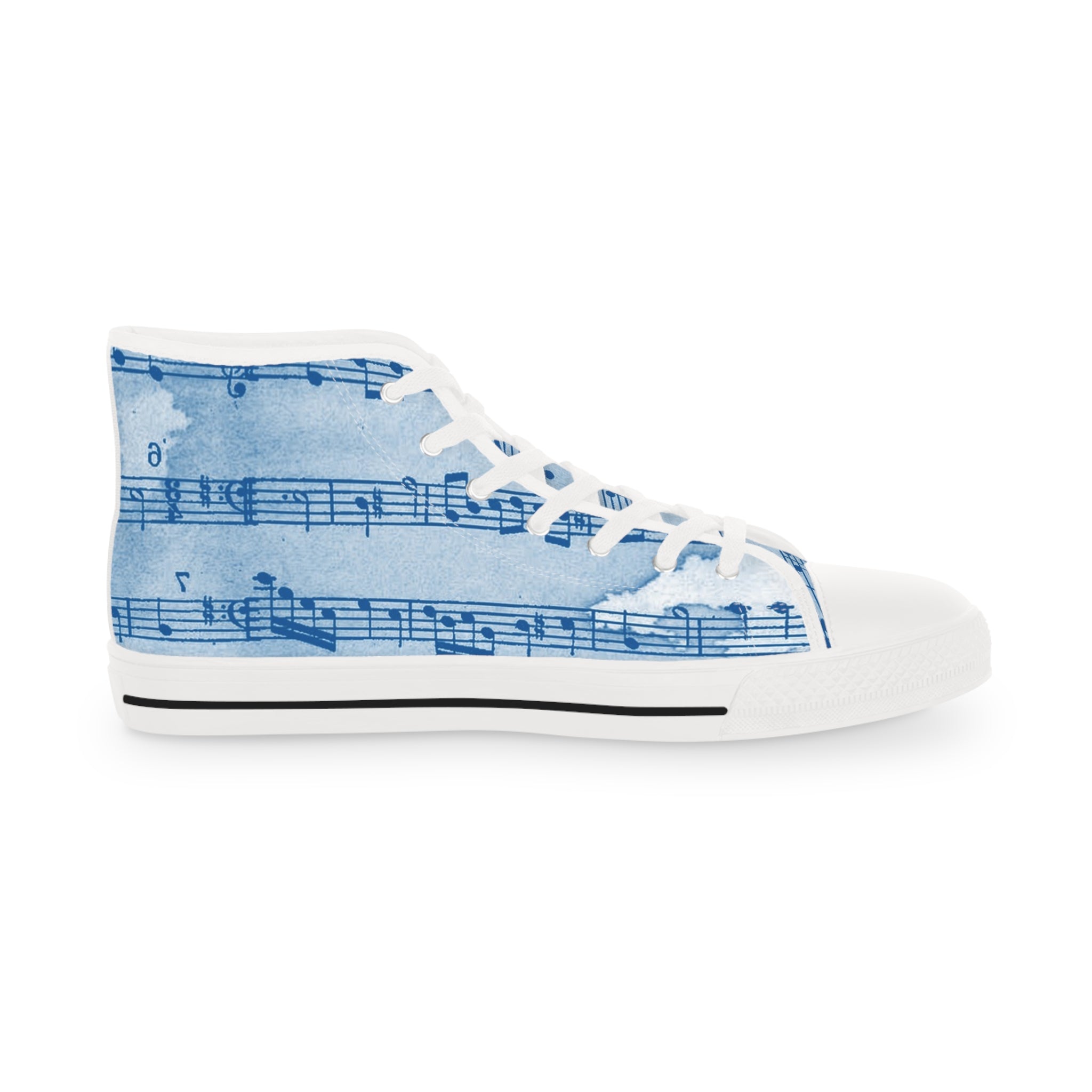 Drip Spill Type Beat Sheet Music Blue Men's High Top Sneakers, Artsulli - Art is Long, Life is Short, Shoes, , , , , , , 