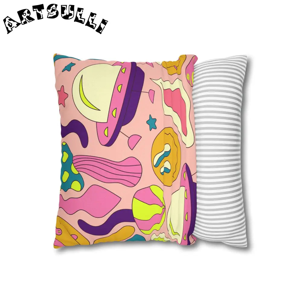 JAKKOUTTHEBXX Trippy Spaceships Pink Spun Polyester Square