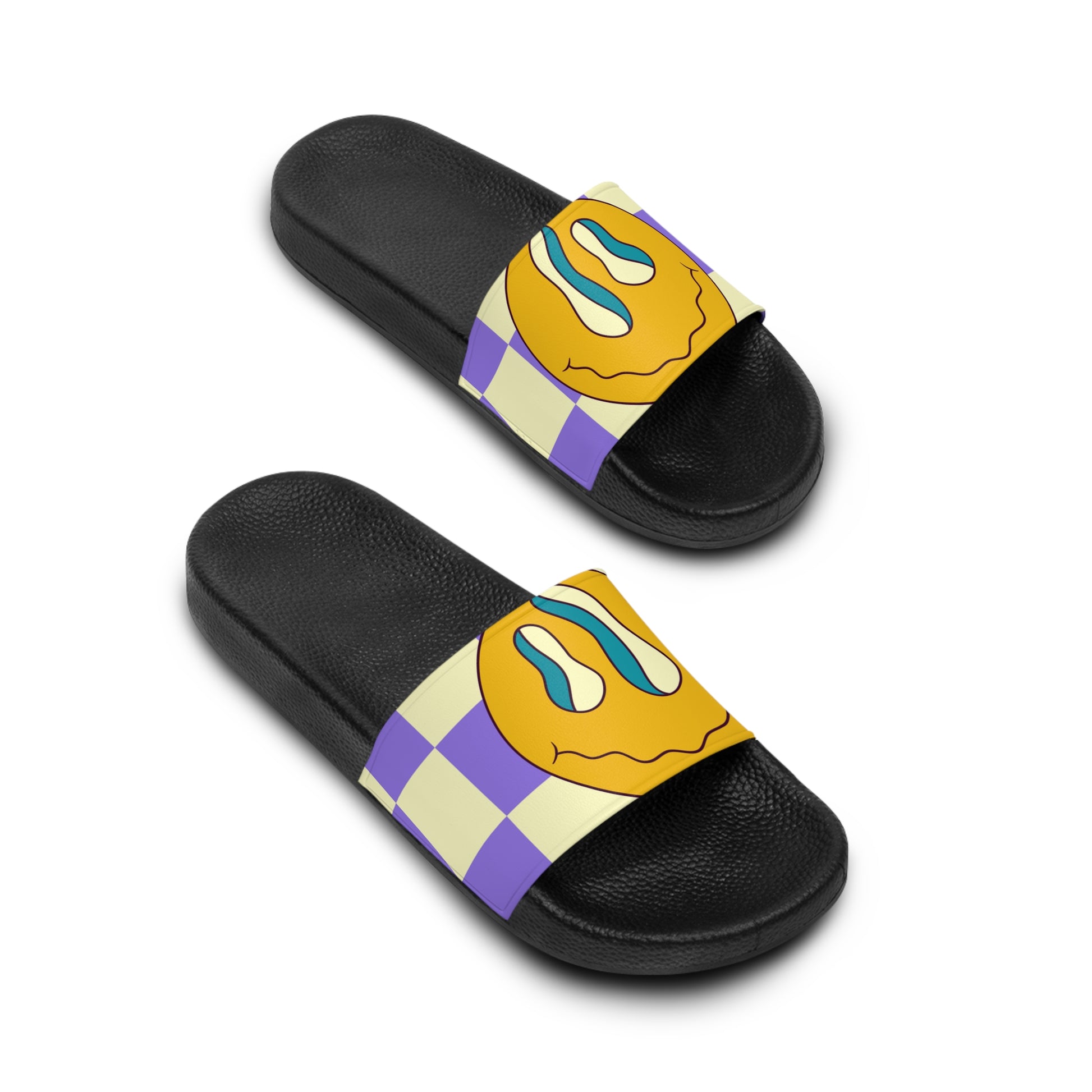 Trippy Flower Power Motifs Women's Slide Sandals, Artsulli - Art is Long, Life is Short, Shoes, , , , , , , 