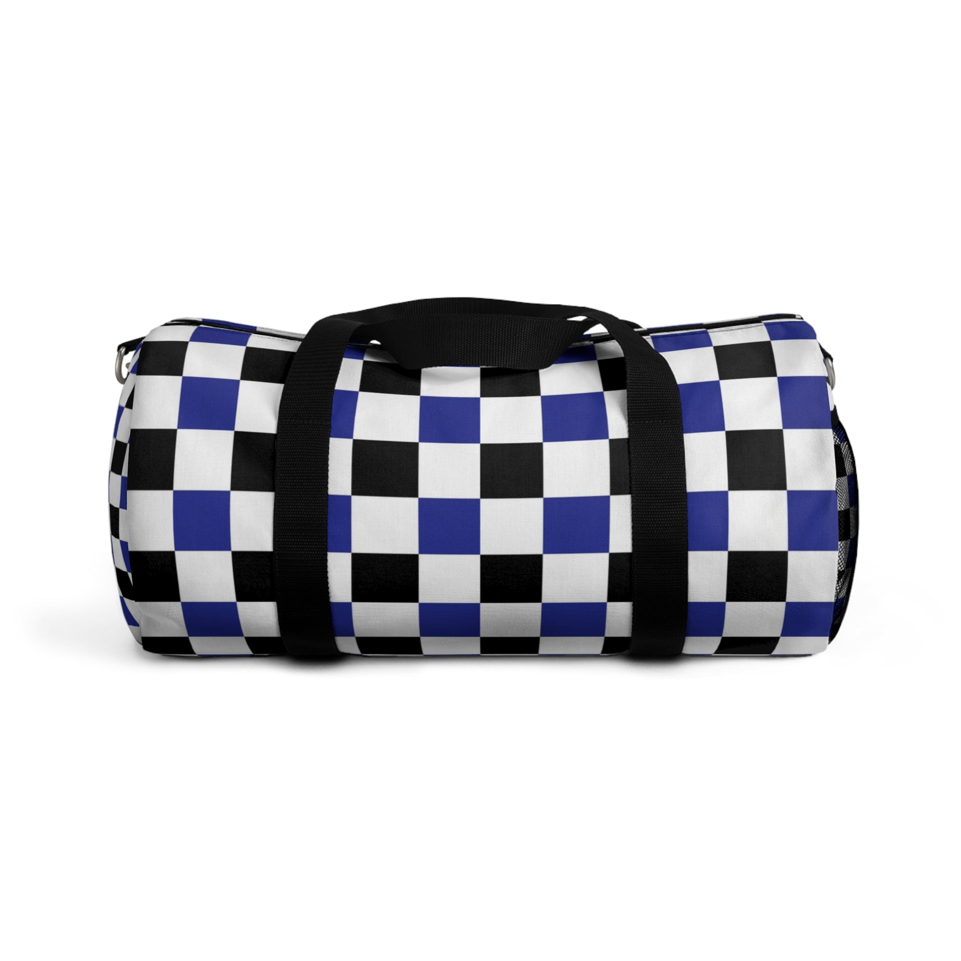 Checkerboard Blue White and Black Duffel Bag, Artsulli - Art is Long, Life is Short, Bags, Size, Small, , , , , 10441436387792925939