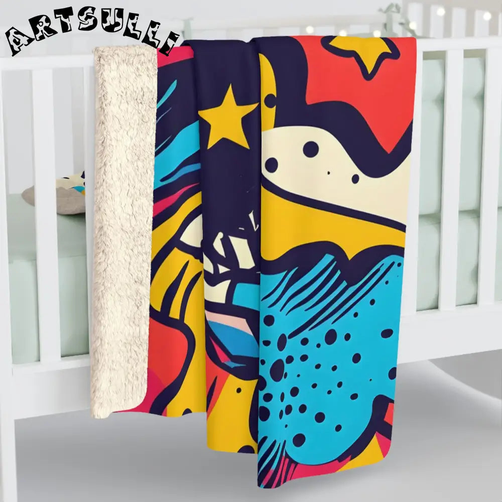 JAKKOUTTHEBXX Comic x Pop Art Sherpa Fleece Blanket JAKKOUTTHEBXX