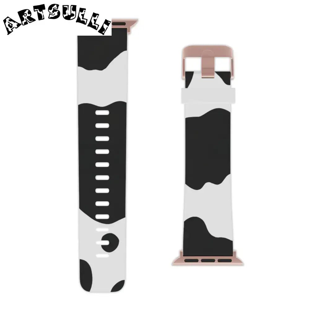 JAKKOUTTHEBXX Smartwatch Pair with White and Cow Print Apple Watch