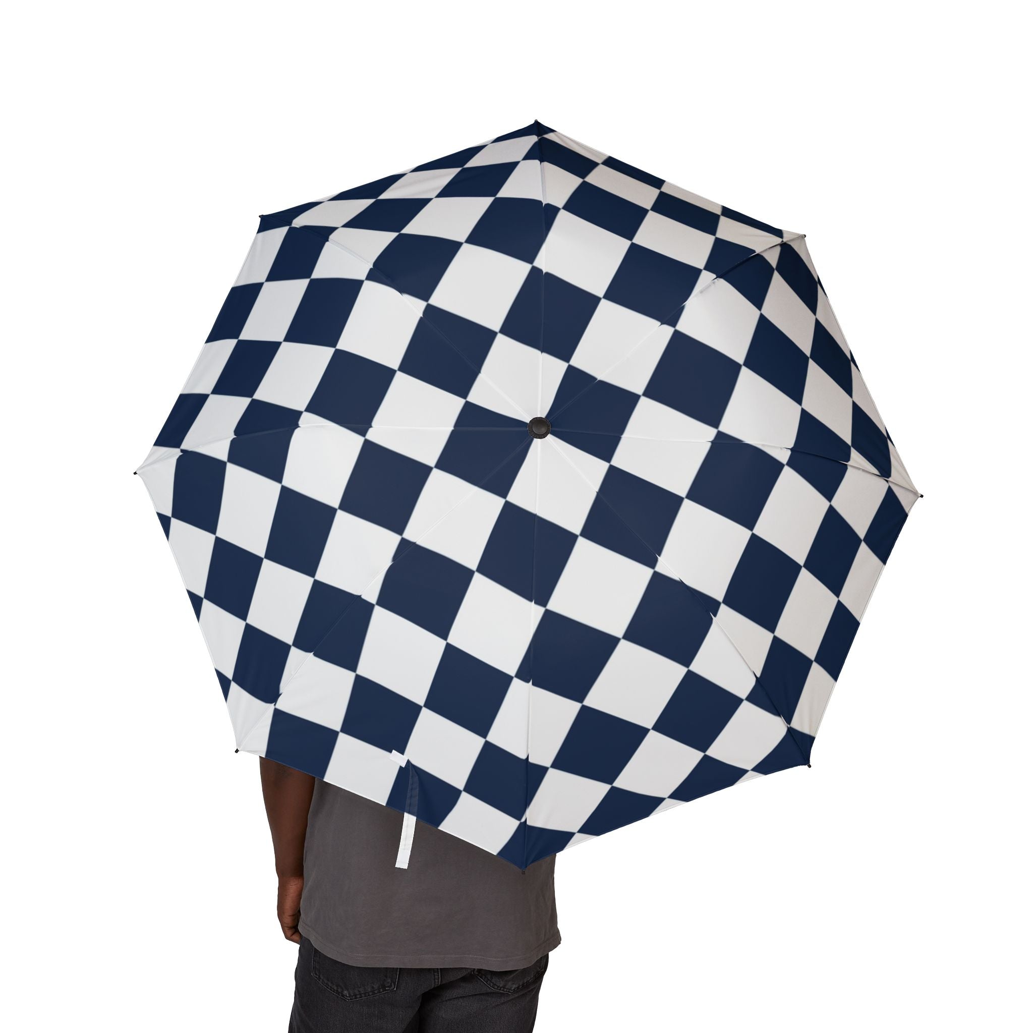 Checkerboard White and Black Semi-Automatic Foldable Umbrella, Artsulli - Art is Long, Life is Short, Accessories, , , , , , , 