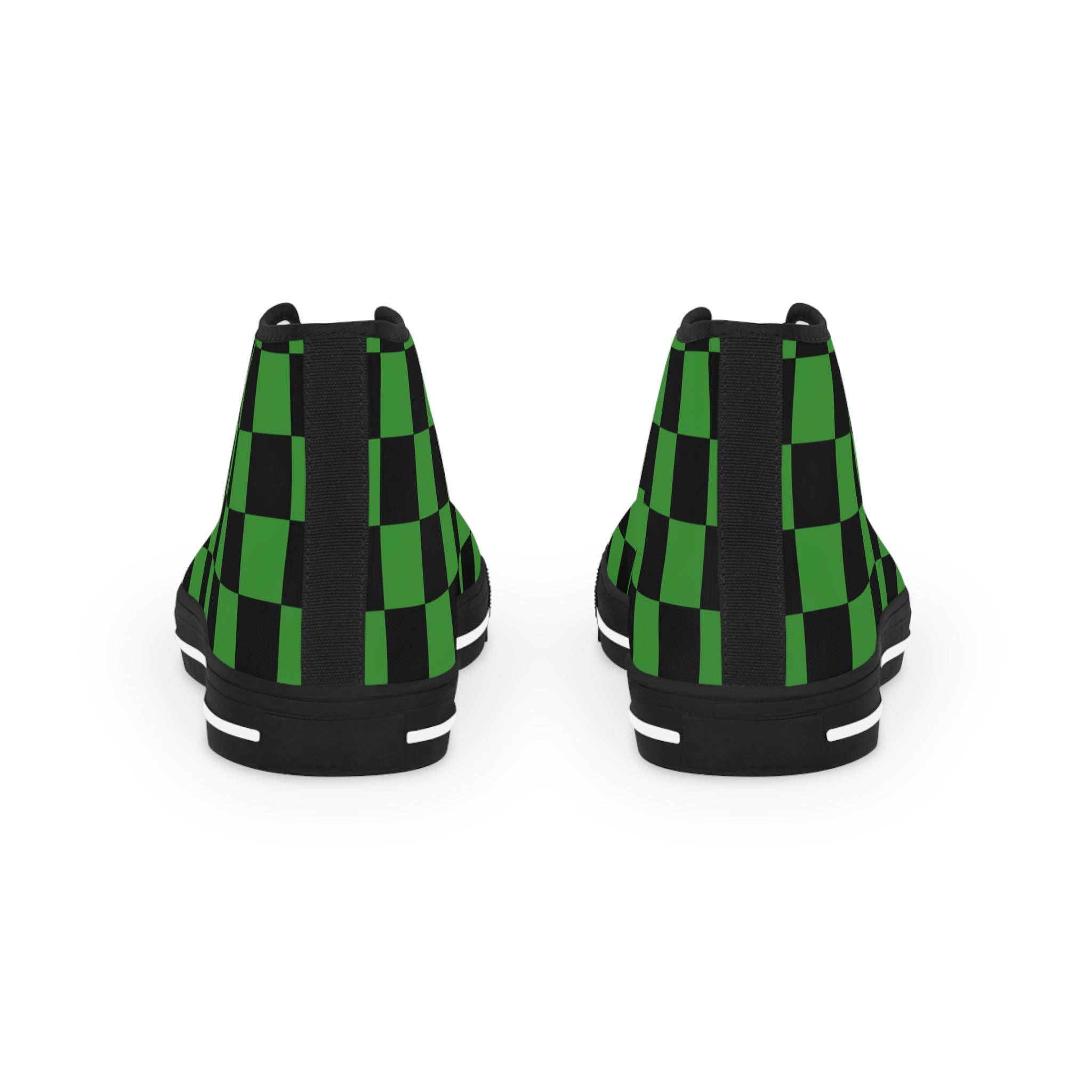 Checkerboard Green and Black Men's High Top Sneakers, Artsulli - Art is Long, Life is Short, Shoes, , , , , , , 