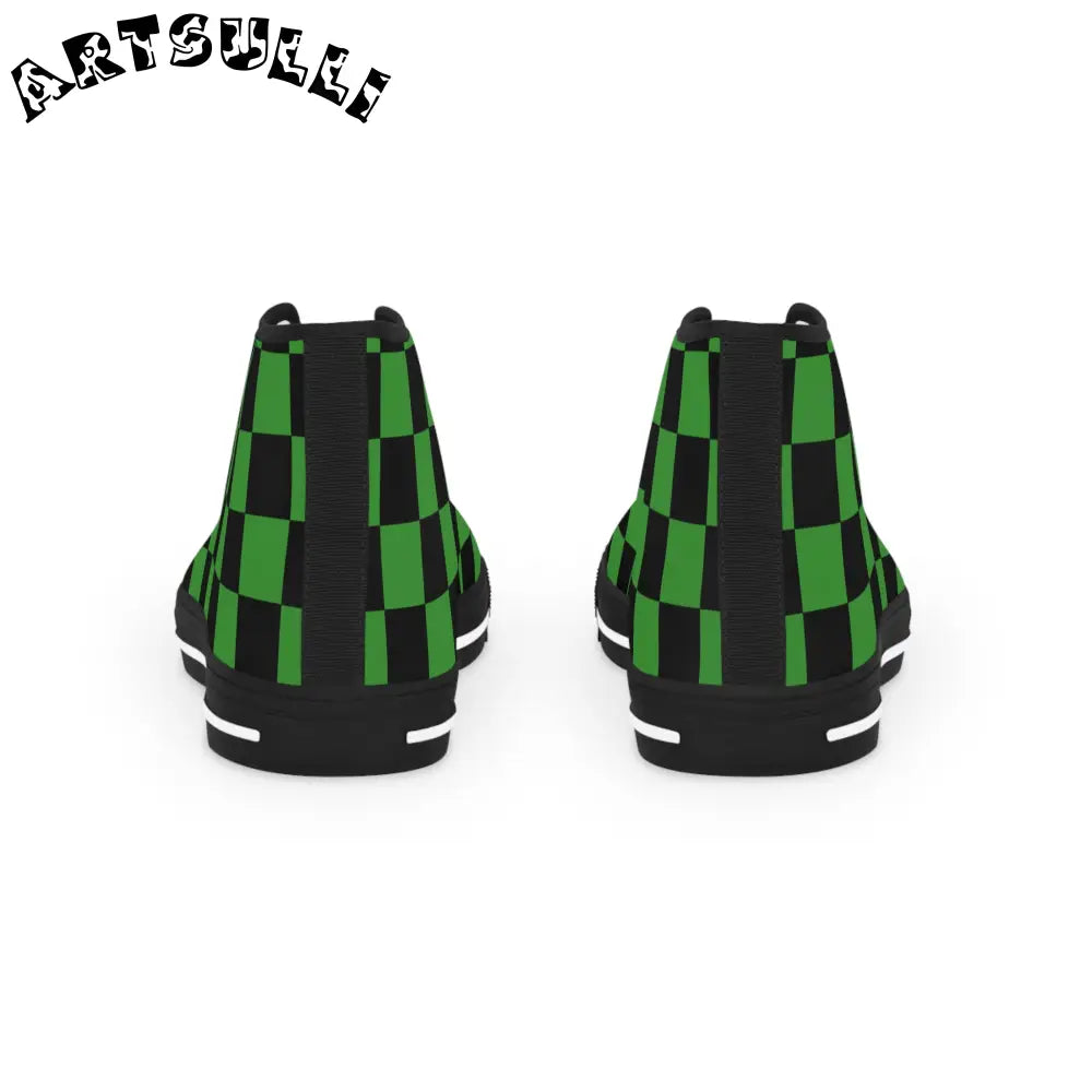 JAKKOUTTHEBXX Checkerboard Green and Black Men’s High Top Sneakers