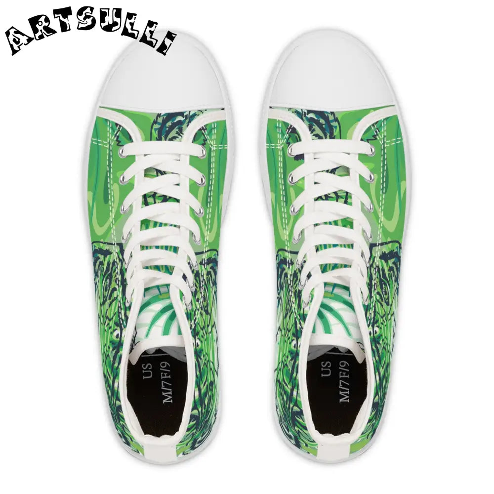 JAKKOUTTHEBXX Tropical Jungle Tigers Lime Green Women’s High Top
