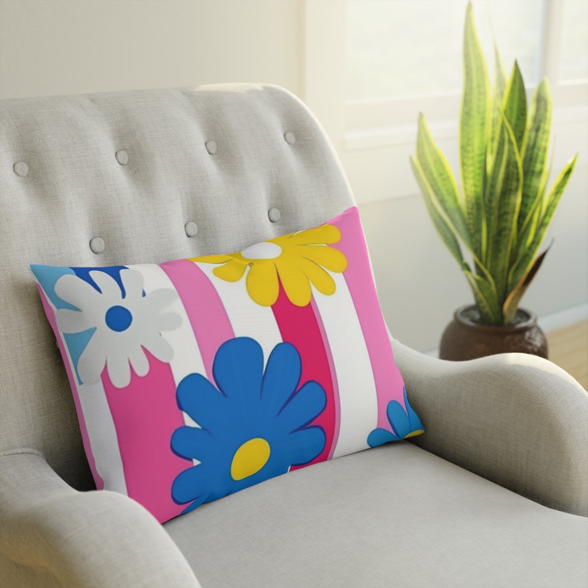 Flowers x Stripes Multi-Color Cushion, Artsulli - Art is Long, Life is Short, Home Decor, , , , , , , 