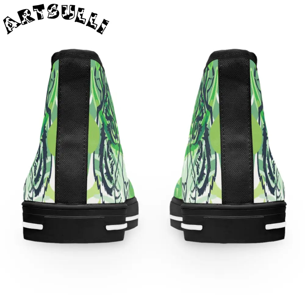 JAKKOUTTHEBXX Tropical Jungle Tigers Lime Green Women’s High Top