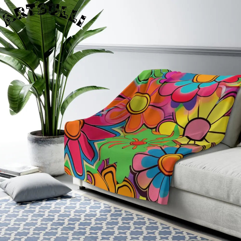 JAKKOUTTHEBXX Chromatic Daisy Dream Sherpa Fleece Blanket