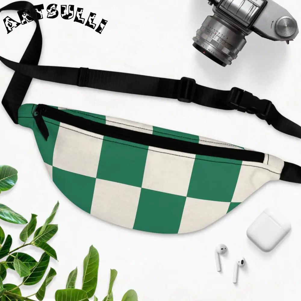 JAKKOUTTHEBXX Checkerboard Dark Green Fanny Pack JAKKOUTTHEBXX