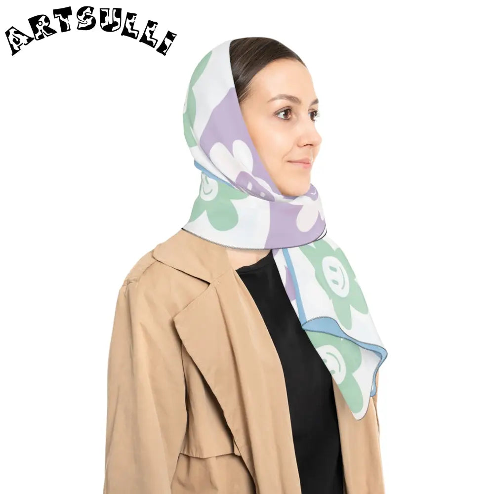 JAKKOUTTHEBXX Checkered Pastel Flower Scarf 2025