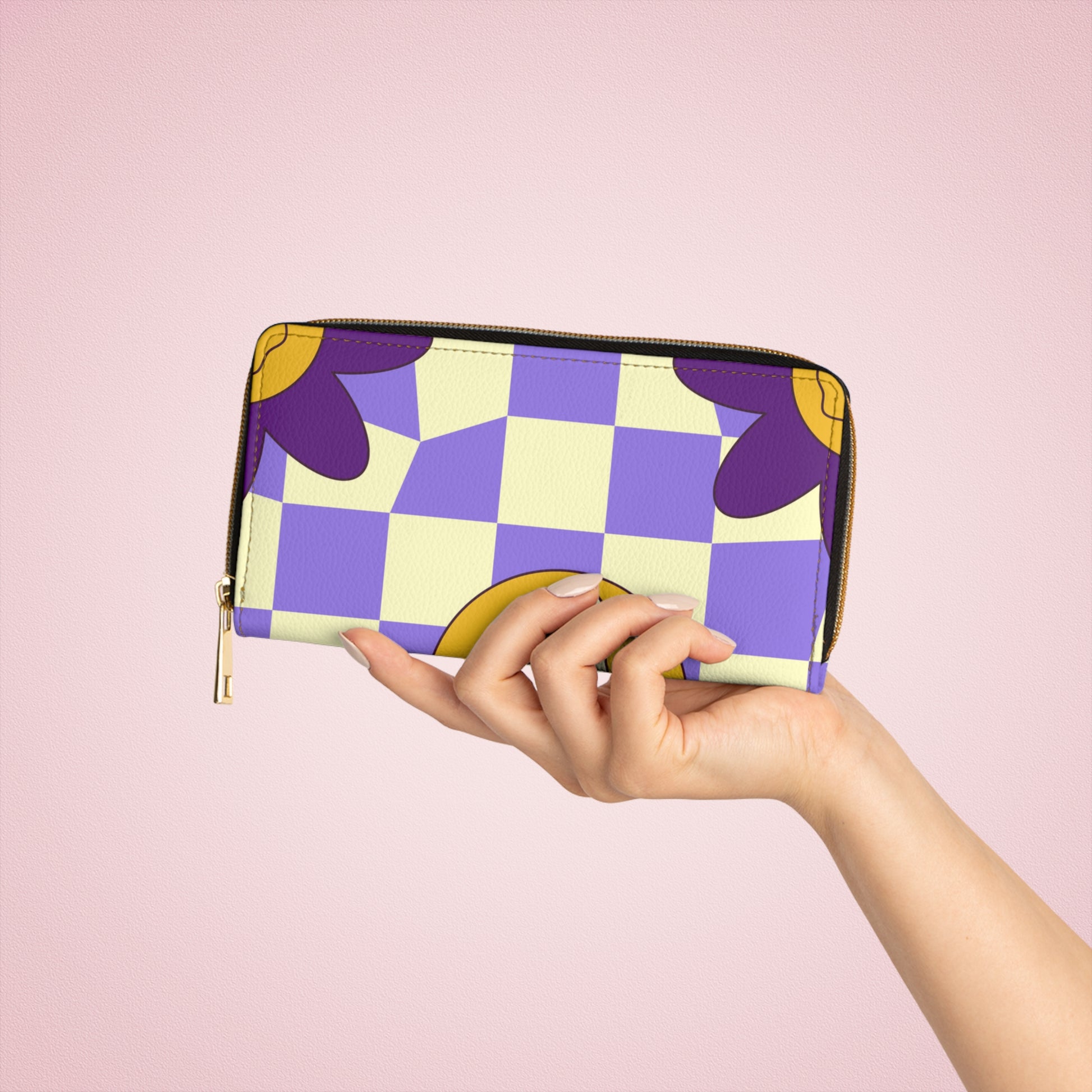 Trippy Flower Power Motifs Zipper Wallet, Artsulli - Art is Long, Life is Short, Accessories, , , , , , , 