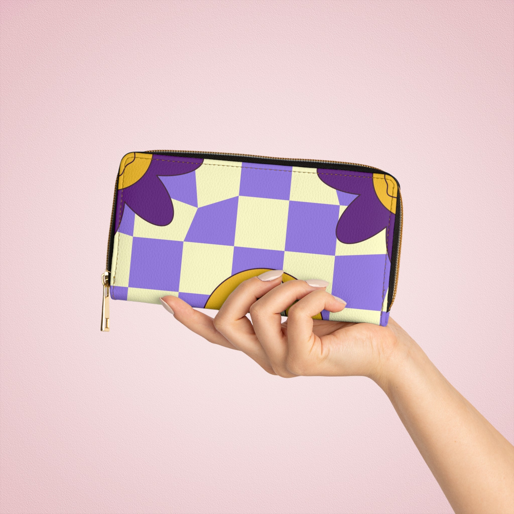 Trippy Flower Power Motifs Zipper Wallet, Artsulli - Art is Long, Life is Short, Accessories, , , , , , , 