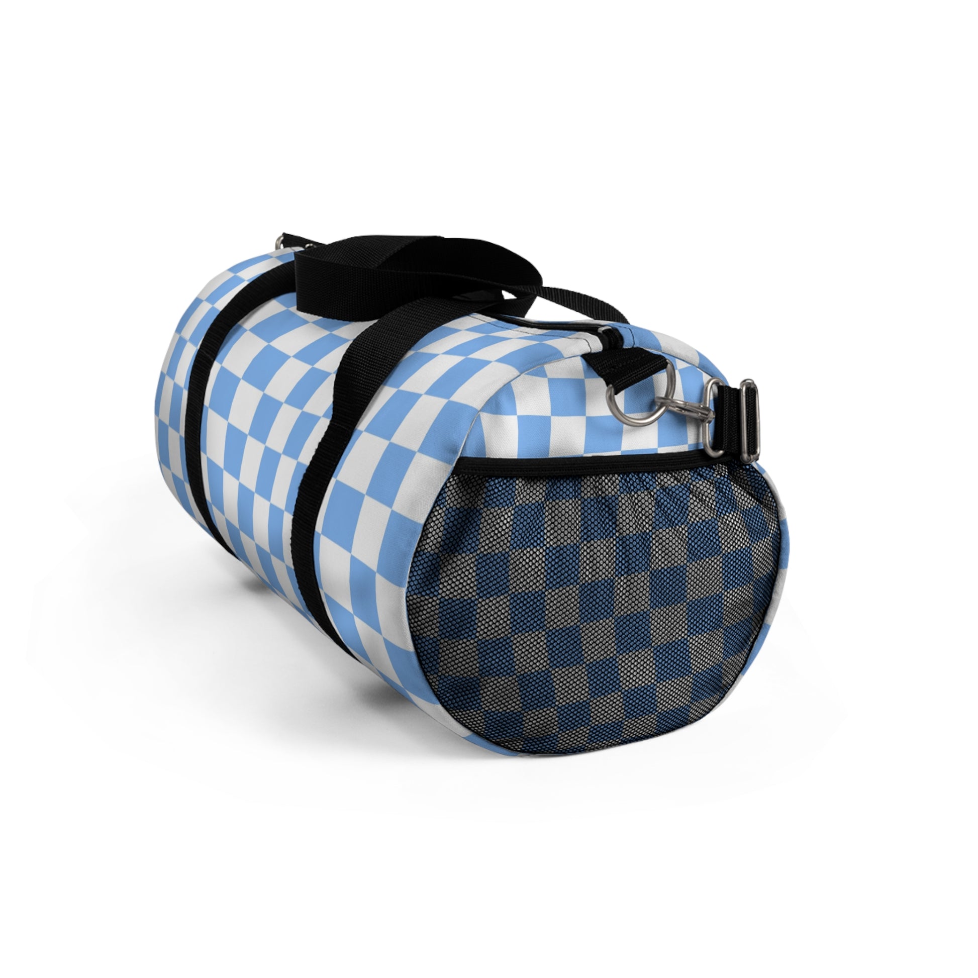 Checkerboard II White and Light Blue Duffel Bag, Artsulli - Art is Long, Life is Short, Bags, , , , , , , 